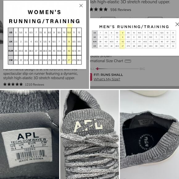 APL Techloom Wave Shoes Smoke Ivory Melange Gray White Running Womens 10.5 - Picture 15 of 16